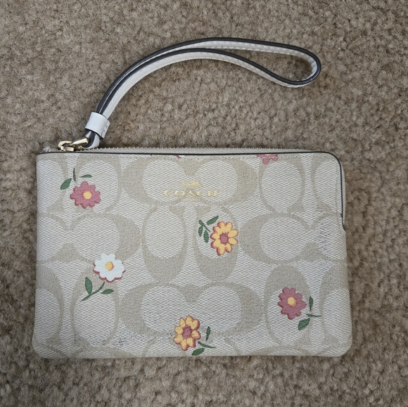 Coach Floral Wristlet with Signature Pattern - Picture 1 of 4